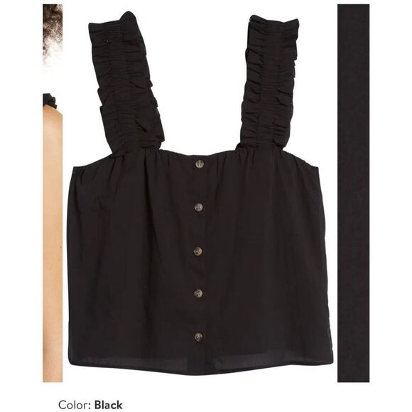 Treasure & Bond Ruffle Strap Cotton Tank Top blouse size L NWOT - Picture 2 of 9